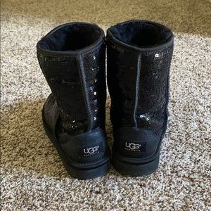 Black sequin UGG boots